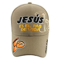 VM012 Juan 6:35 Jesus Christian Velcro Cap (Solid Khaki)