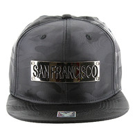 SM013 San Francisco Snapback (Solid Black Military Camo)