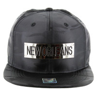 SM013 New Orleans Snapback (Solid Black Military Camo)