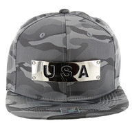 SM013 USA Snapback (Solid Grey Military Camo)