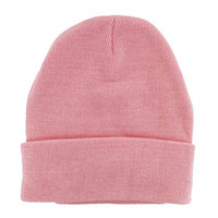 WB080 Plain 12" Long Beanie (Solid Light Pink)