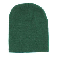 WB090 Plain 8" Short Beanie (Solid Dark Green)