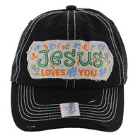 BM130 Jesus Loves Buckle Cap (Solid Black)