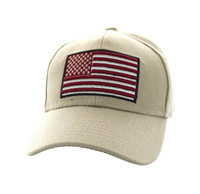 VM367 Kids American USA Flag Velcro Cap (Solid Khaki)