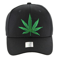 VM136 Marijuana Baseball Cap (Black & Black)