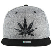SM136 Marijuana Snapback (Heather Grey & Black)