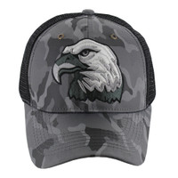 VM129 BIG EAGLE HEAD , NYLON CAMO TRUCKER - GREY CAMO
