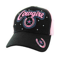 VM206 Cowgirl Velcro Cap (Black & Light Pink)
