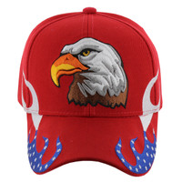 VM078 American USA Eagle Velcro Cap (Solid Red)