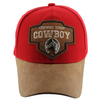 VM644 Cowboy Cotton Velcro Cap (Red & Brown)