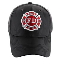 VM062 Fire Dept Velcro Cap (Solid Black Camo)