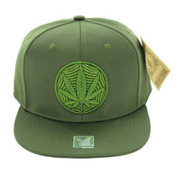 SM017 Marijuana Snapback Cap (Solid Olive)
