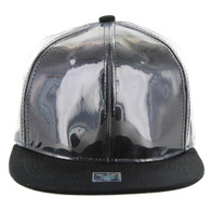 SP1000 Transparent Waterproof PVC Snapback Hat (Solid Black)
