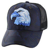 VM129 BIG EAGLE HEAD , NYLON CAMO TRUCKER - NAVY CAMO