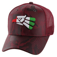 VM421 Hecho En Mesh Trucker Cap (Burgundy Camo & Burgundy)