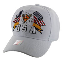 VM449 American USA Eagle Velcro Cap (Solid White)