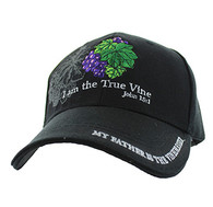 VM026 I am The True Vine John 15:1 Velcro Cap (Solid Black)