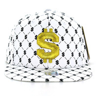 SM093 Dollar Sign Snapback Cap (Solid White)