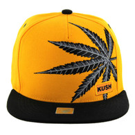 SM818 Marijuana Snapback Cap (Gold & Black)