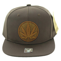 SM017 Marijuana Snapback Cap (Solid Brown)