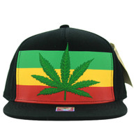 SM205 Marijuana Snapback Cap (Solid Black)