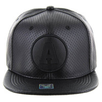 SM022 Austin PU Snapback Cap (Solid Black)