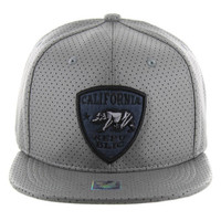 SM022 Cali Bear Patch PU Snapback Cap (Solid Grey)