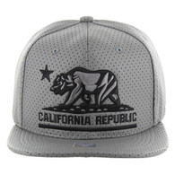 SM022 California Bear PU Snapback Cap (Solid Grey)
