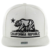 SM022 California Bear PU Snapback Cap (Solid White)