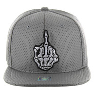 SM022 Finger PU Snapback Cap (Solid Grey)