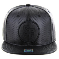 SM022 San Francisco PU Snapback Cap (Solid Black)
