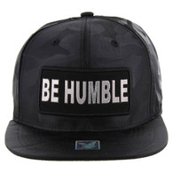 SM250 Be Humble Snapback Cap (Solid Black Camo) - Silver Metal