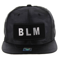 SM250 Black Lives Matter Snapback Cap (Solid Black Camo) - Silver Metal