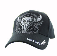 VM131 Native Pride Cow Skull Velcro Cap (Solid Black)
