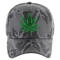 VM199 Marijuana Baseball Velcro Cap (Solid Grey Camo)