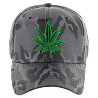 VM199 Marijuana Baseball Velcro Cap (Solid Grey Camo)
