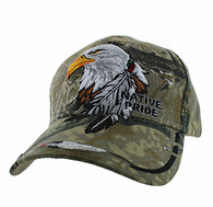 VM149 Native Pride Eagle Feather Velcro Cap (Solid Hunting Camo)
