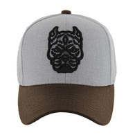 VM569 Pitbull Baseball Velcro Hat (Heather Grey & Brown)