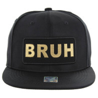 SM250 BRUH Snapback Cap (Solid Black) - Gold Metal