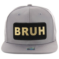 SM250 BRUH Snapback Cap (Solid Grey) - Gold Metal