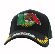 VM225 Mexico Flag Eagle Velcro Cap (Solid Black)