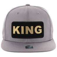 SM250 King Snapback Cap (Solid Grey) - Gold Metal