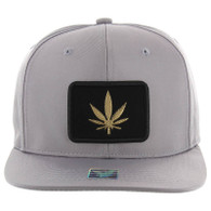 SM250 Marijuana Snapback Cap (Solid Grey) - Gold Metal