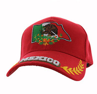 VM225 Mexico Flag Eagle Velcro Cap (Solid Red)