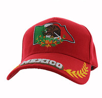 VM225 Mexico Flag Eagle Velcro Cap (Solid Red)