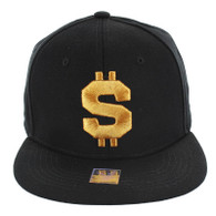 SM1000 Dollar Snapback Cap (Solid Black)
