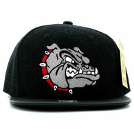 SM200 Bulldog Snapback Cap (Black & Black PU)