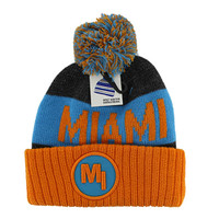 WB073 Miami Pom Pom Beanie (Aqua & Orange)