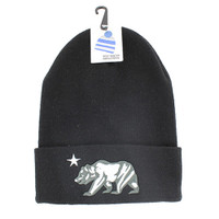 WB020 Cali Bear Long Beanie (Solid Black)