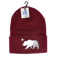 WB020 Cali Bear Long Beanie (Solid Burgundy)